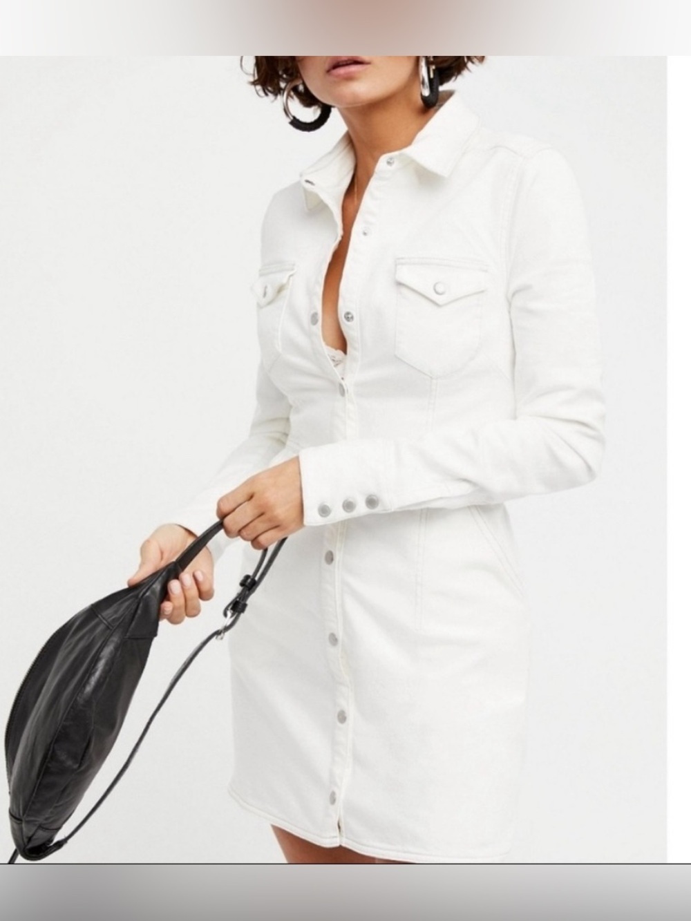 Free People White Denim Dress Small